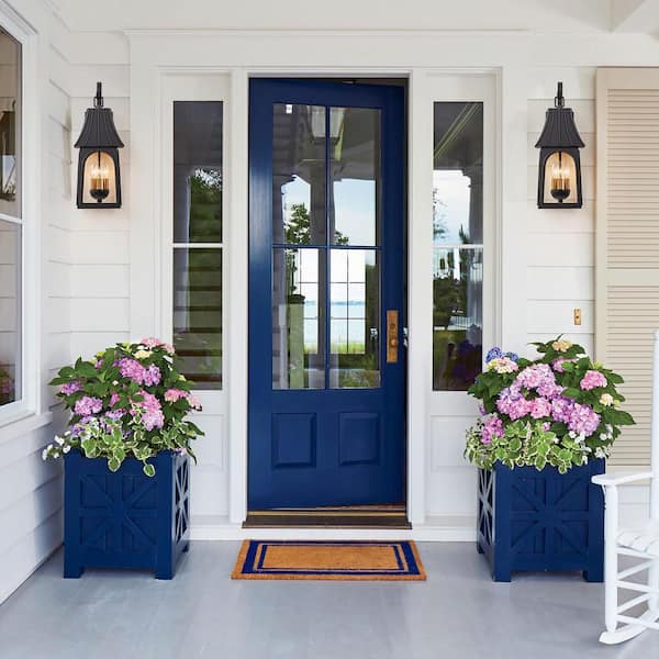 Acerbis 20.9 in. 3-Light Black/Gold Outdoor Hardwired Wall Lantern Sconce with Clear Glass(1-Pack)