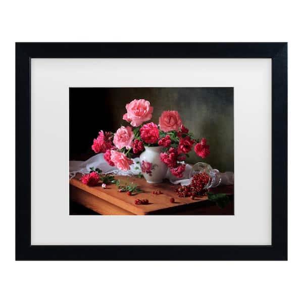 Trademark Fine Art Tatyana Skorokhod Still Life With Roses And Berries Matted Framed Photography Wall Art 18 in. x 22 in.