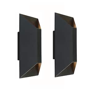 12 in. Black Integrated LED Dimmable Outdoor Wall Sconce with 3000K Wamr Light (2-Pack)