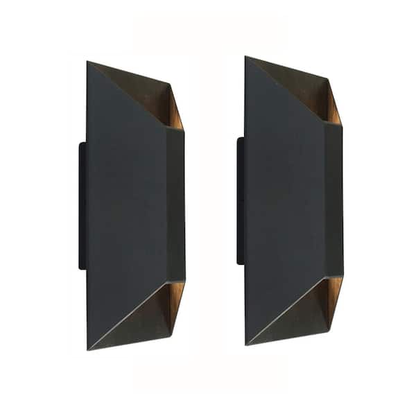 UMEILUCE 12 in. Black Integrated LED Dimmable Outdoor Wall Sconce with 3000K Wamr Light (2-Pack)