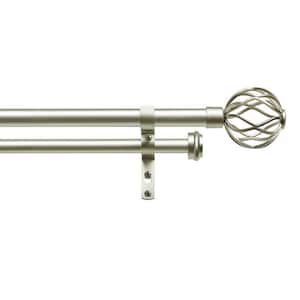 Ogee 36 in. - 72 in. Adjustable 1 in. Double Curtain Rod Kit in Matte Silver with Finial