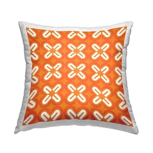 Repeating Orange Shapes Pattern Orange Square Outdoor Throw Pillow