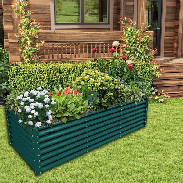 Green 96 in. x 36 in. x 24 in. Galvanized Raised Garden Bed