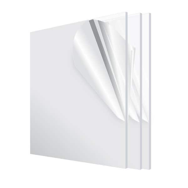 AdirOffice 12 in. x 12 in. x 0.093 in. Clear Plexiglass Acrylic Sheet (3-Pack)