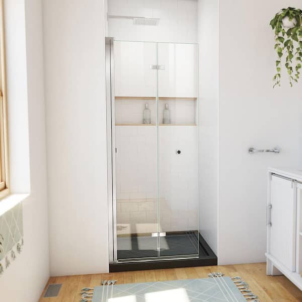 DreamLine 32 in. L x 32 in. W x 74 3/4 in. H Alcove Shower Kit with Bi Fold Frameless Shower Door and Shower Pan, C/Blk