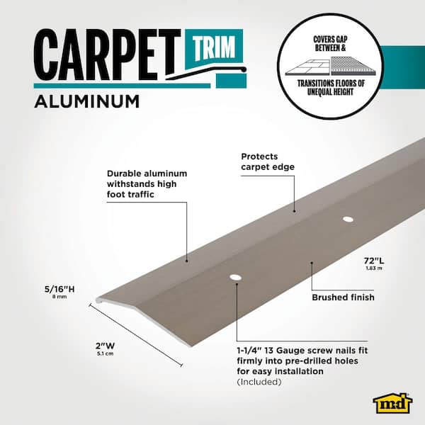 2 in. x 72 in. Titanium Brushed Carpet Trim Transition Strip