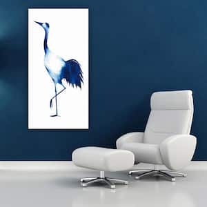 48 in. x 24 in. "Ink Drop Crane 2" Frameless Free Floating Tempered Glass Panel Graphic Art