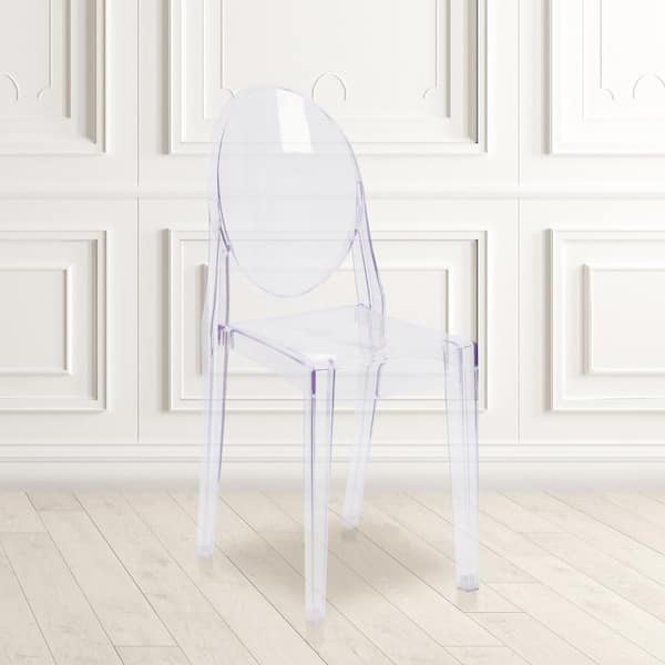 Murray Clear Plastic Ghost Side Chair in Transparent Crystal Seat of 4