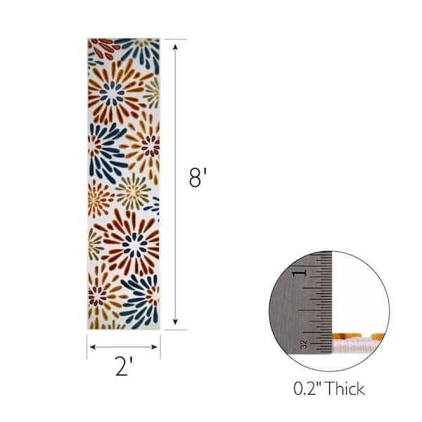 Beam Flower Multi-Colored 2 ft. x 8 ft. Floral Polypropylene Indoor/Outdoor Area Rug Runner Rug