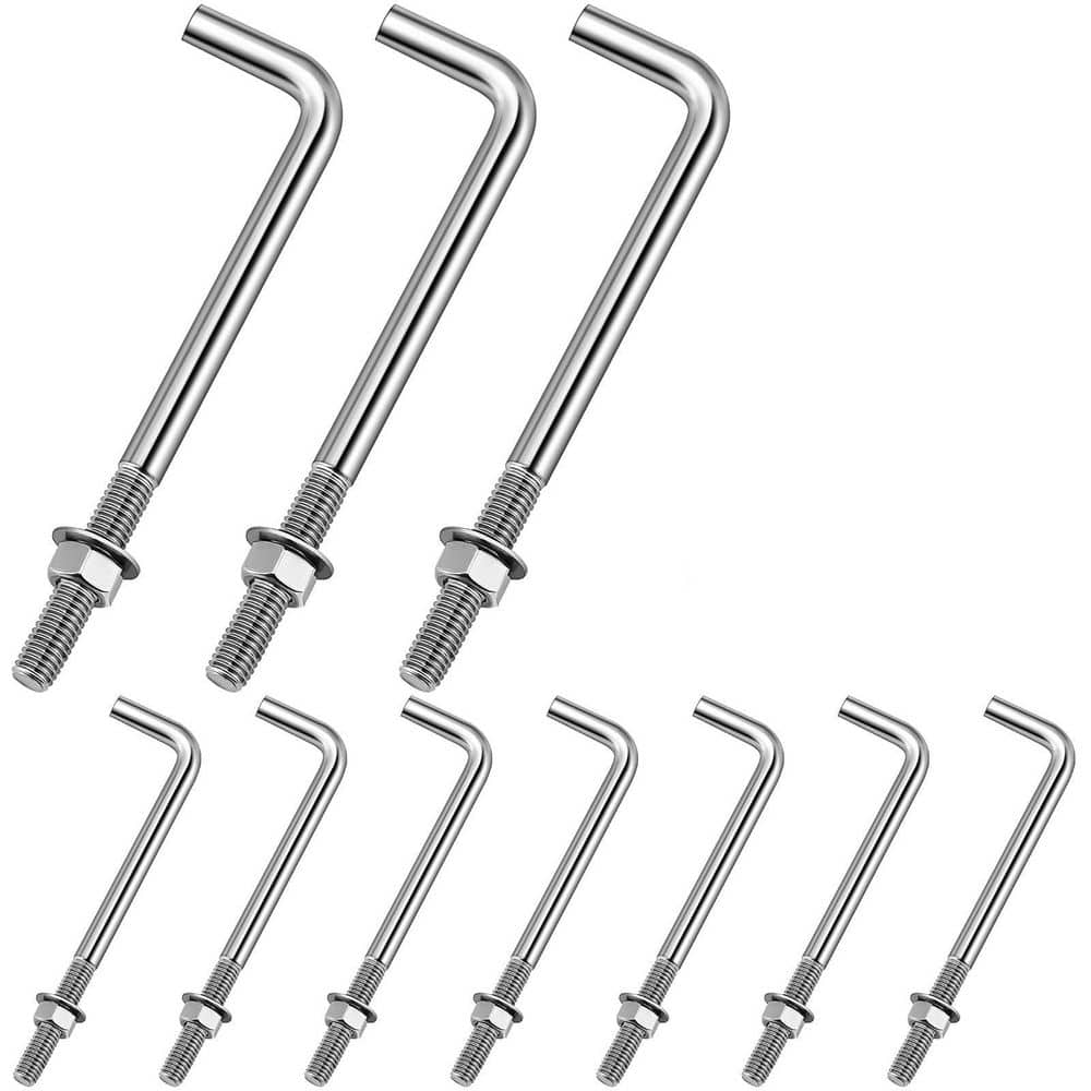 10-Pieces Anchors Bolts 3/8-16 x 6 in. Concrete J Bolts Cement Post Anchor Fastener with Nut Washer Bracket price history on PriceWatchPro