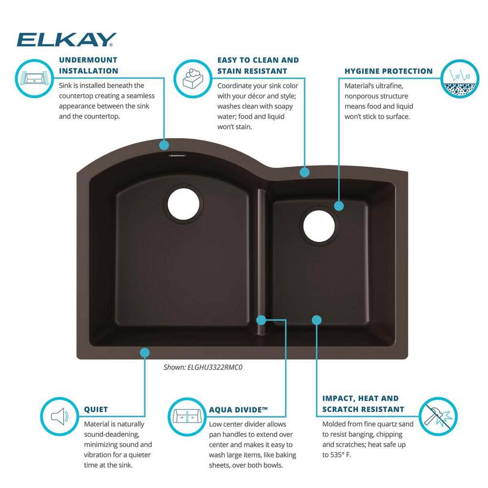 Mocha Quartz Double Bowl Undermount Kitchen Sink