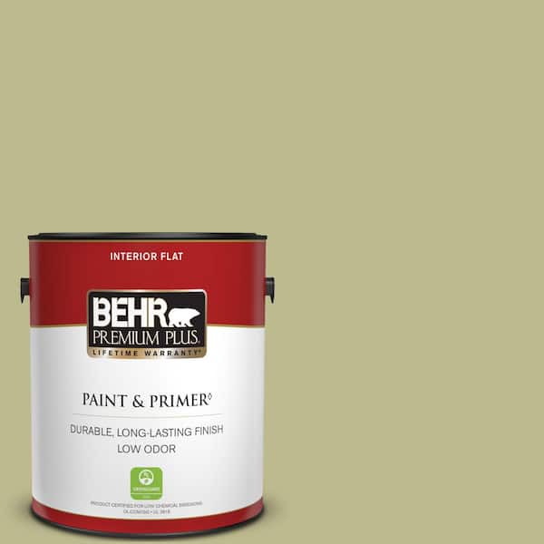 BEHR PREMIUM PLUS 1 gal. #S340-4 Back to Nature Flat Low Odor Interior Paint & Primer