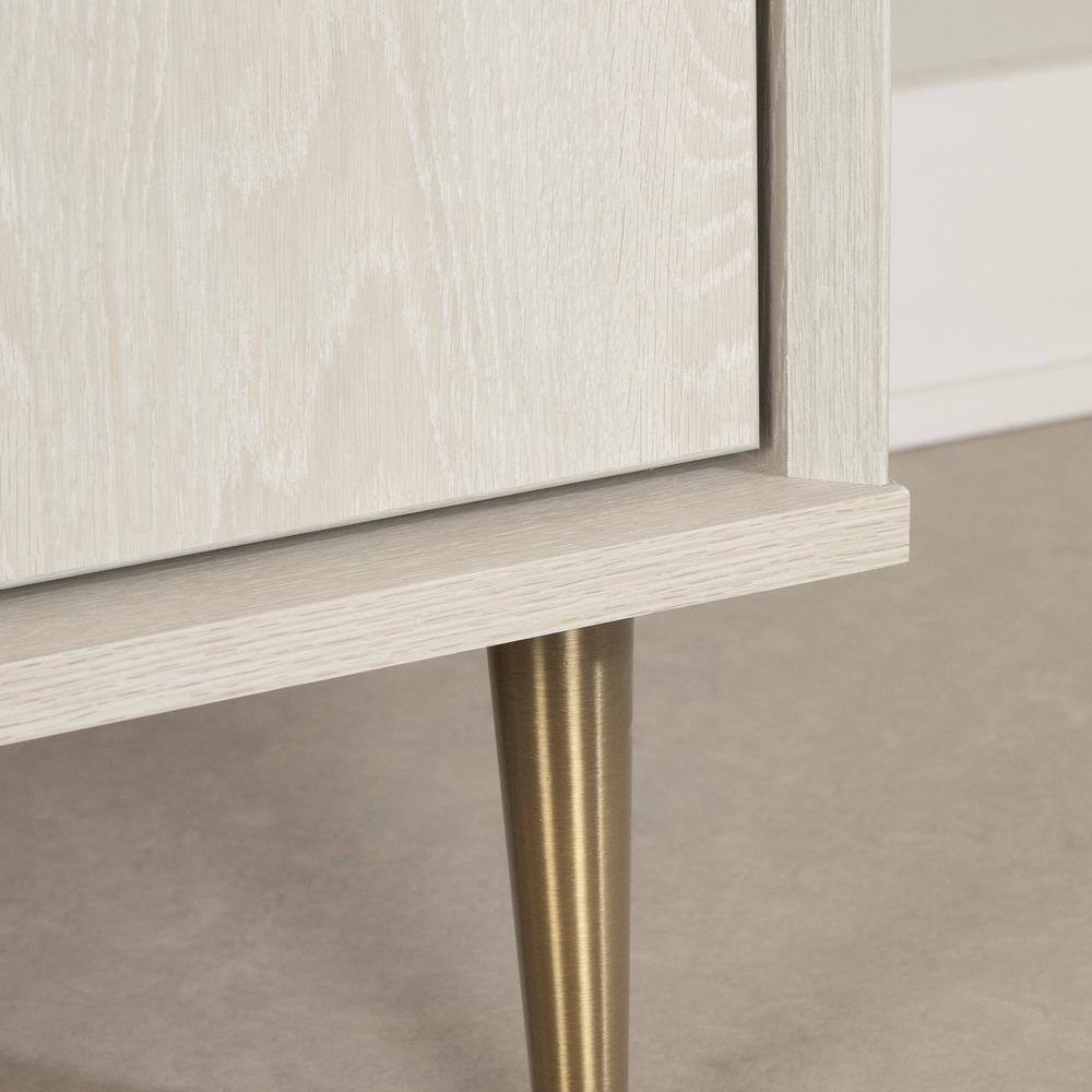 Winter Oak Glam Double Dresser with Brass Accents and Wide Storage