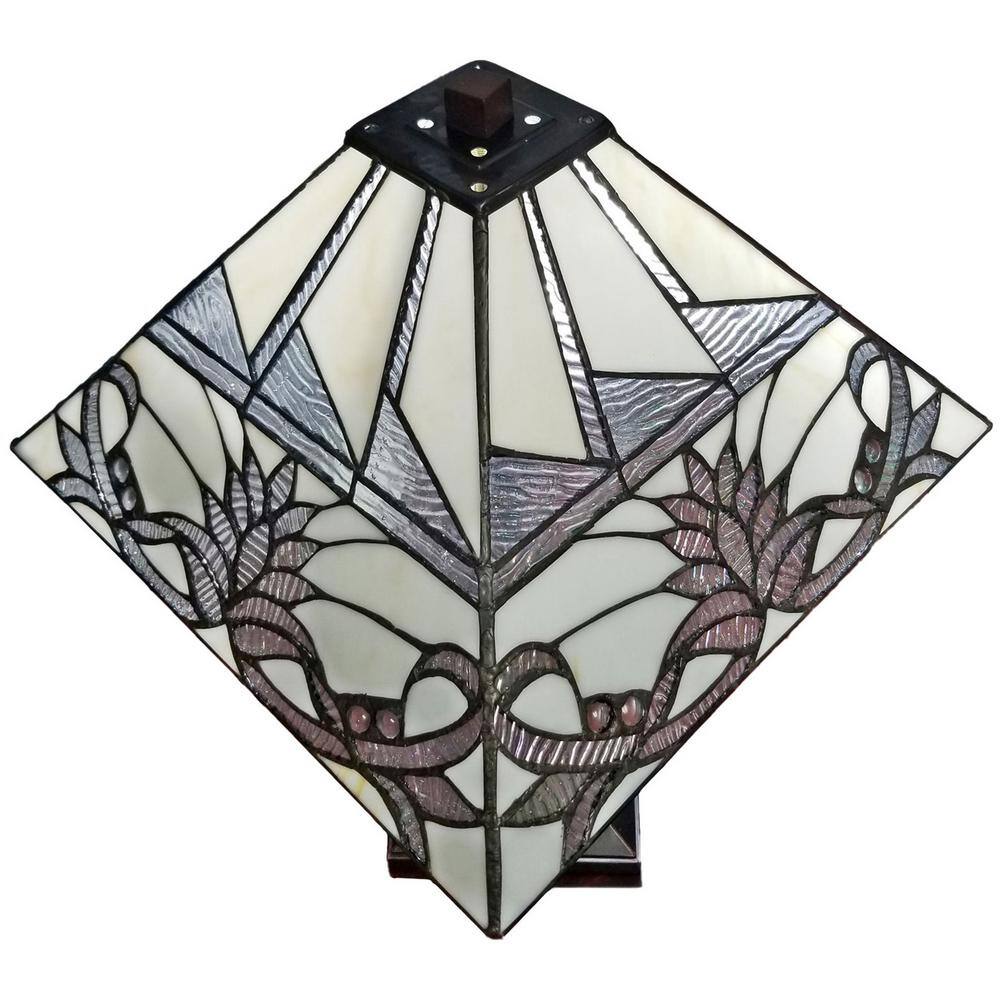 Tiffany Style 22" White Stained Glass Table Lamp
