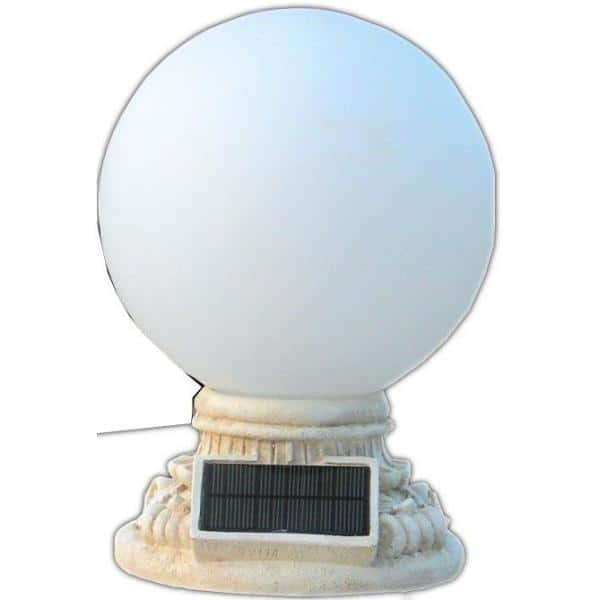 Solar Powered Frosted Glass Globe Post Light with Ceramic Base