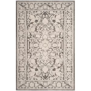 Reflection Dark Gray/Cream 6 ft. x 9 ft. Border Floral Area Rug