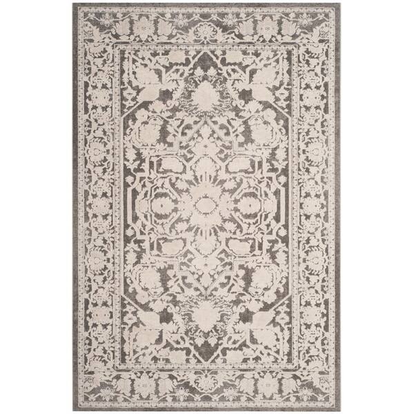 SAFAVIEH Reflection Dark Gray/Cream 6 ft. x 9 ft. Border Floral Area Rug