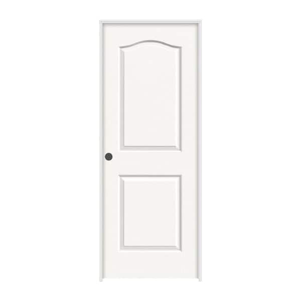 JELD-WEN 28 in. x 80 in. Camden White Painted Right-Hand Textured Solid Core Molded Composite MDF Single Prehung Interior Door