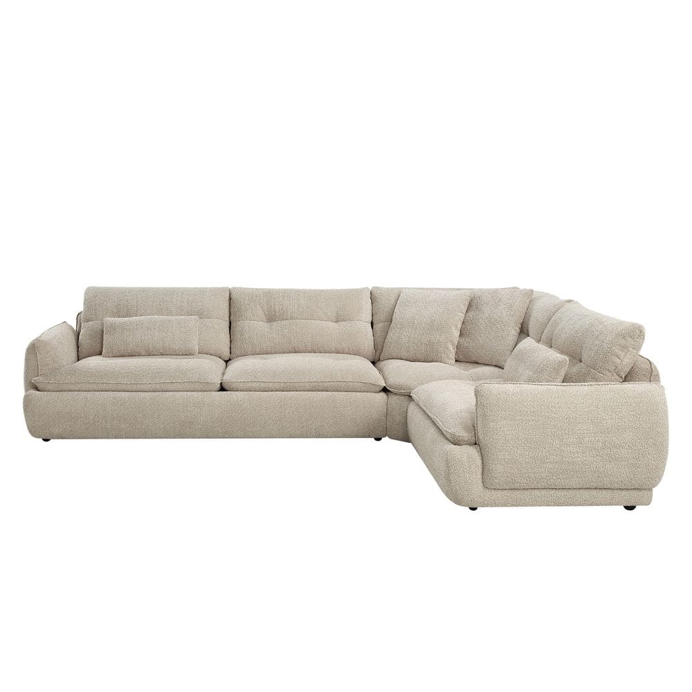 Aria 127 in. Track Arm 3-piece Chenille Rectangle with 4 Pillows Sectional Sofa in. Beige