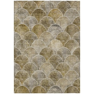 Chantille ACN594 Taupe 8 ft. x 10 ft. Machine Washable Indoor/Outdoor Geometric Area Rug