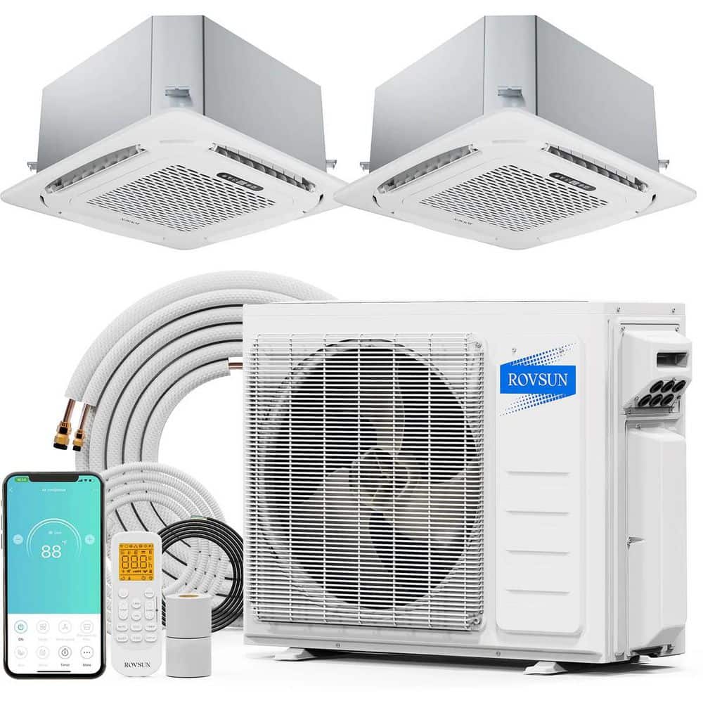 20 SEER2 20000 BTU 1.5-Ton 2-Zone WiFi Ceiling Cassette Mini Split Air Conditioner with Heat Pump 9K Plus 12K price history on PriceWatchPro