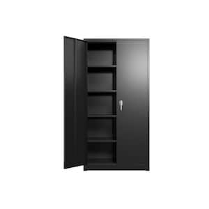Black 71 in. H Metal Garage Storage Cabinet Locking Metal Cabinet with 4-Adjustable Shelves and Doors Tall File Cabinet