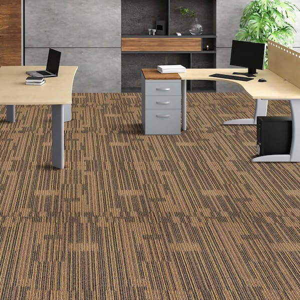Brown Carpet Squares, 20 in. x 20 in., Peel and Stick Pattern Carpet Tiles Simple Self-Installation Squares 33 sq. ft.