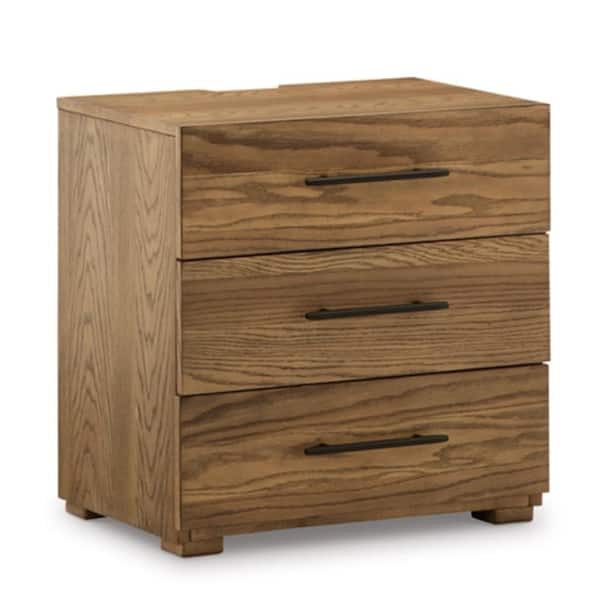 Benjara 26 in. Brown and Black 3-Drawers Wooden Nightstand