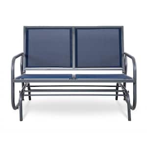Navy 2-Seat Steel Padded Sling Outdoor Patio Glider