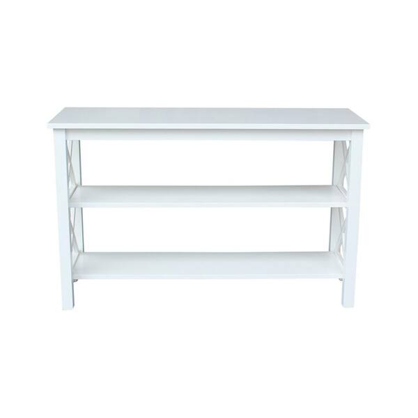 International Concepts Hampton 48 in. Pure White Standard Rectangle Wood Console Table with Shelves