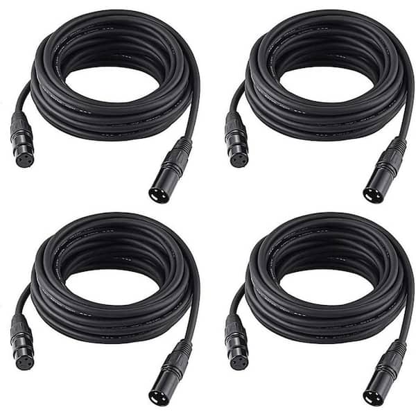 OBJLGEV 25 ft./ 7.62m DMX Cable 4-Pack 3-Pin DMX512 XLR Male to Female Stage Light Signal Cable with Metal Connectors