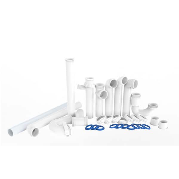 15-Piece Kitchen Sink Drain Kit, 1-1/2 in. Universal Plumbing P-Trap with Pipe Repair Accessories for Bathroom