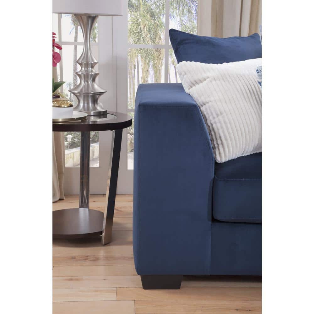Navy Blue Microfiber Two-Piece Sectional Sofa with Chaise