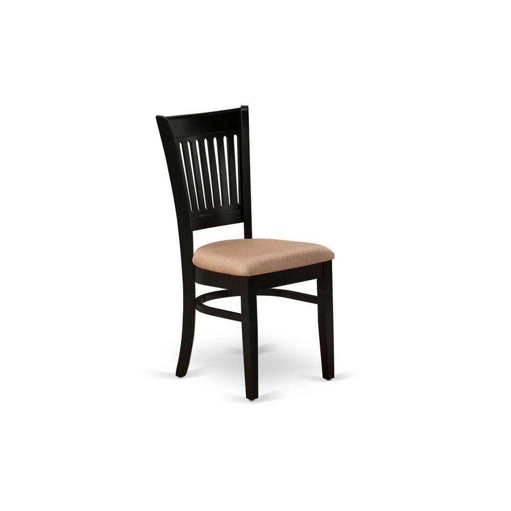 Nova Black Rectangular Dining Set with Linen Fabric Chairs