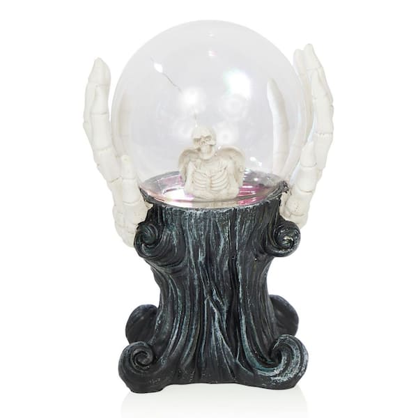 9 in. Tall Skeleton Hands Holding Magic Ball with Color Changing LED Lights