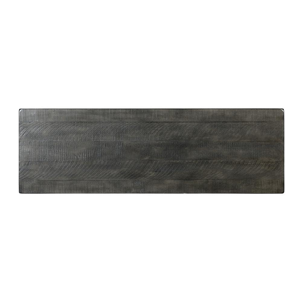 Rustic Farmhouse Gray Solid Pine Console Table with Storage