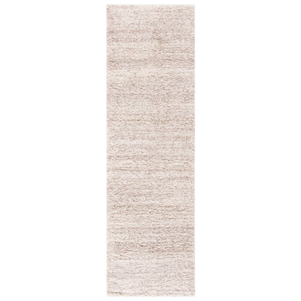 Hudson Shag 2 ft. x 14 ft. Ivory/Beige Solid Marle Runner Rug