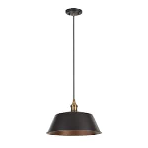 1-Light Oil Rubbed Bronze Mini Pendant with Metal Shade