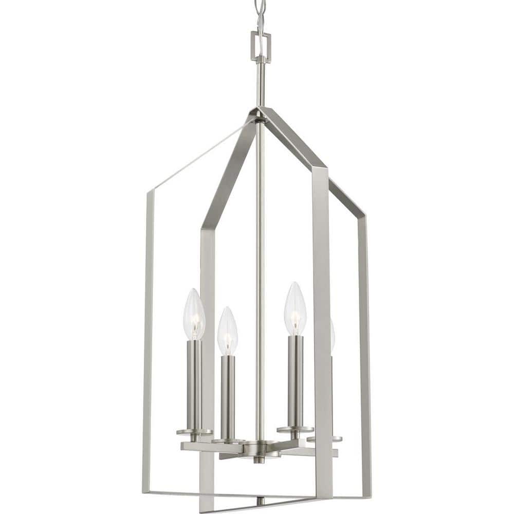 Vertex 28" Brushed Nickel Modern Foyer Light with Glass Shade