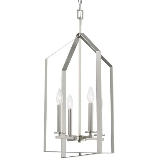 Progress Lighting Vertex Collection 4-Light Brushed Nickel Contemporary Foyer Light