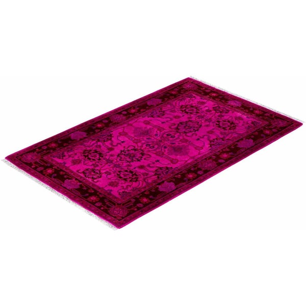 Overdyed Pink 3 ft. x 5 ft. Solid Wool Indoor Area Rug