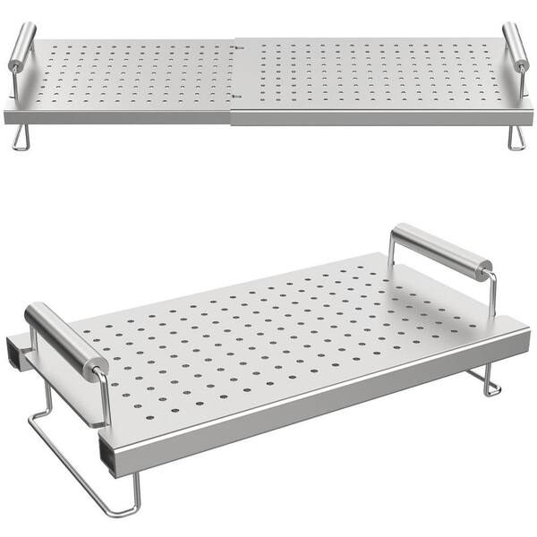 Adjustable Stainless Steel Griddle Warming Rack 14.5"-25" Silver for Most Griddles, 1-Pack