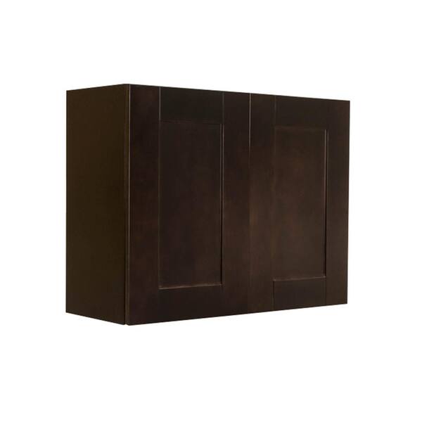 LIFEART CABINETRY Anchester Assembled 12 in. x 30 in. x 12 in. Wall Cabinet with 1 Door 2 Shelves in Dark Espresso