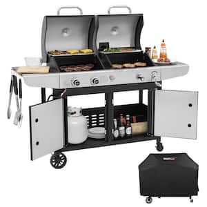 3-Burner Propane Gas and Charcoal Combo Grill with Cover