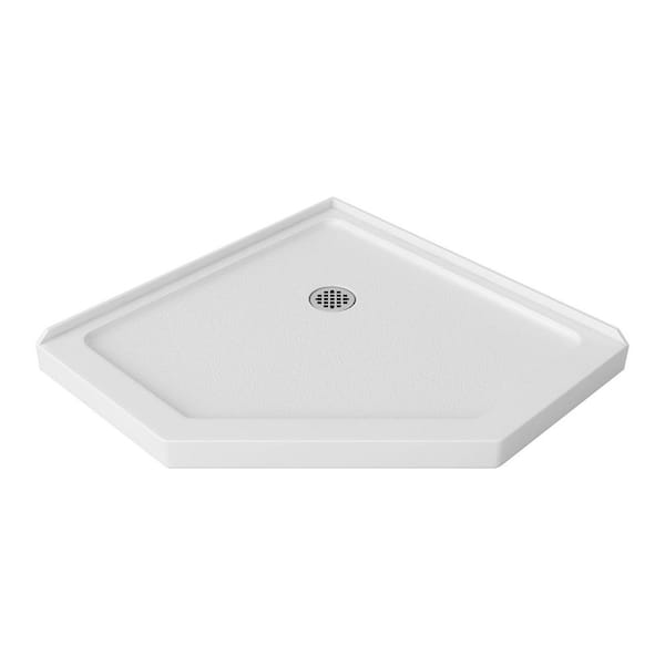 36 in. L x 36 in. W Neo-Angle Corner Shower Pan Base with Center Drain in White