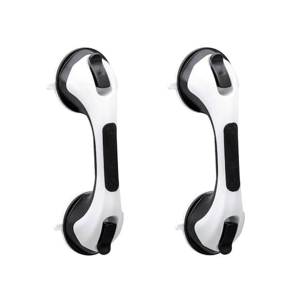 12.2 in. Shower Grab Bar in Black, Suction Grab Bars, Bathroom Safety Grip for Seniors and Elderly (2-Pack)