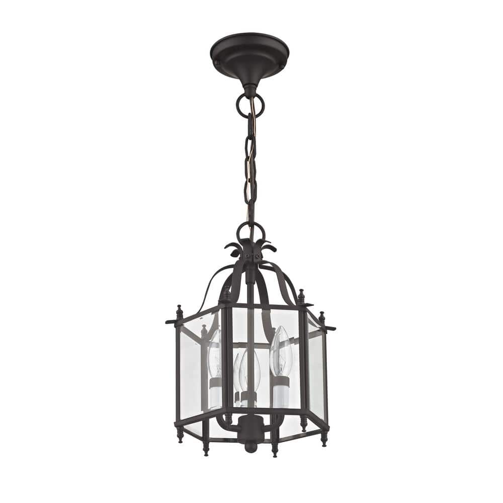 Livingston Bronze Mini Pendant/Ceiling Mount with Clear Beveled Glass