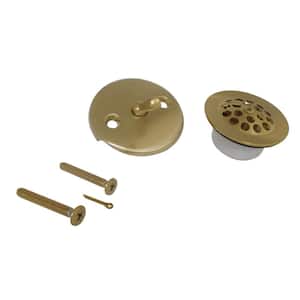 Trip Lever Overflow Faceplate with Grid Drain Cover and Screws, Brushed Brass