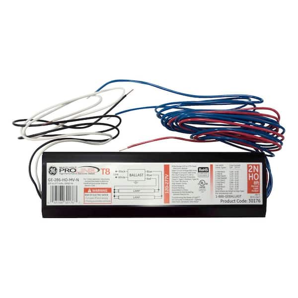 GE 120 to 277-Volt Electronic Ballast for 8 ft.2 or 1-Lamp High Output T8 Fixture (Case of 10)