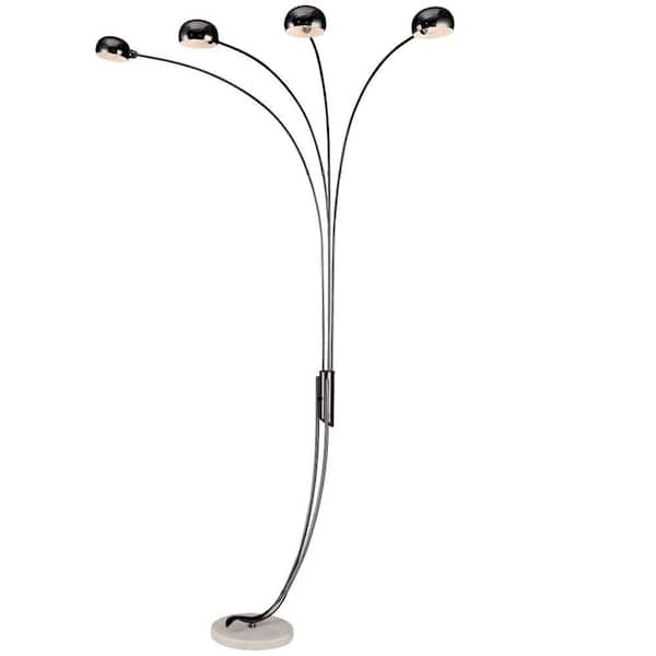 ORE International 88 in. Black and Chrome Stainless Steel High 4 Arch Floor Lamp